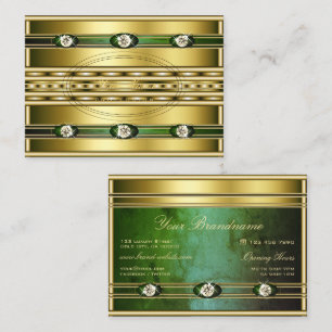 Tarjeta De Visita Lujoso Golden con un patrón de mármol verde oscuro