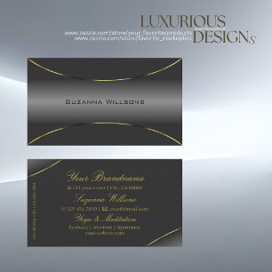 Tarjeta De Visita Lujoso gris oscuro con una decoración de borde dor