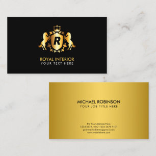 Tarjeta De Visita Lujoso Imperio Real Gold Inicial en negro
