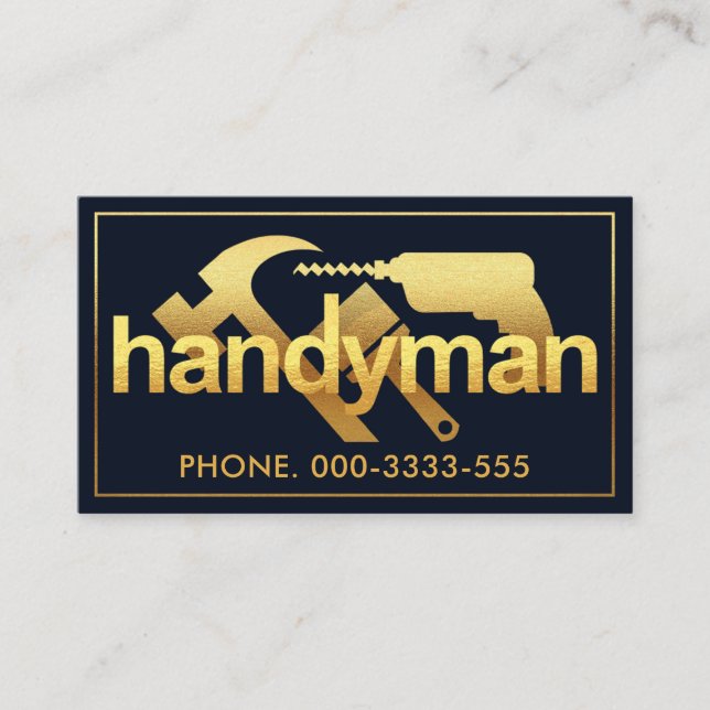 Tarjeta De Visita Lujoso marco de herramientas de mano de oro (Anverso)