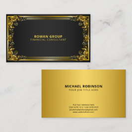 Tarjeta De Visita Lujoso marco de oro real sobre negro
