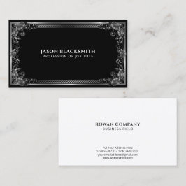 Tarjeta De Visita Lujoso marco de plata real sobre negro