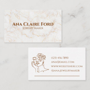 Tarjeta De Visita Lujoso Mármol Blanco Oro Boho Art Clean