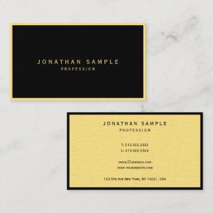 Tarjeta De Visita Lujoso negro y dorado elegante moderno ultra grues