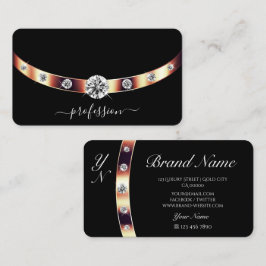 Tarjeta De Visita Lujoso oro negro y Rosa con las iniciales modernas
