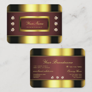 Tarjeta De Visita Lujoso oro y borgoña con Diamantes de imitación de