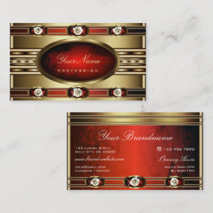 Tarjeta De Visita Lujoso patrón de mármol rojo dorado y diamantes