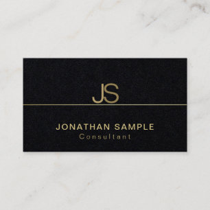 Tarjeta De Visita Lujoso Premium Negro Elegante Monograma Moderno