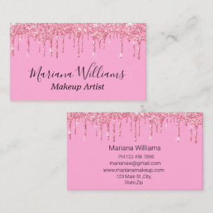Tarjeta De Visita lujoso purpurina de goteo rosa elegante