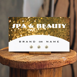 Tarjeta De Visita Lujoso Purpurina de manitas de oro blanco elegante