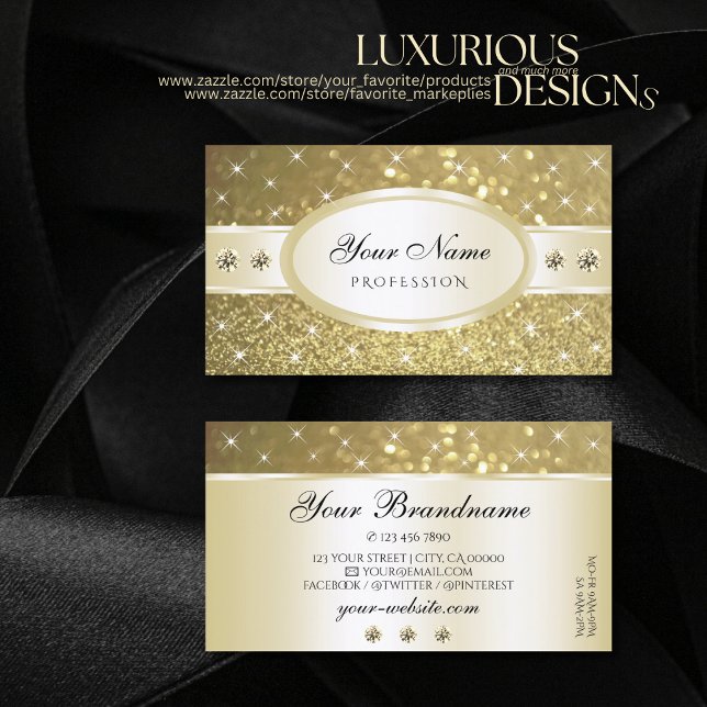 Tarjeta De Visita Lujoso Purpurina de oro espuma diamantes preciosos (Subido por el creador)