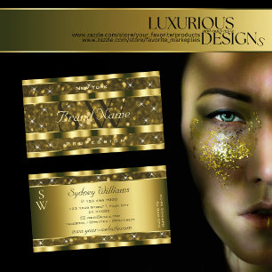 Tarjeta De Visita Lujoso Purpurina de oro Luminosas Estrellas Monogr