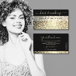Tarjeta De Visita Lujoso Purpurina de oro negro lujoso Luxe Glam