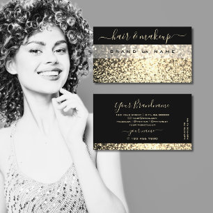 Tarjeta De Visita Lujoso Purpurina de oro negro lujoso Luxe Glam