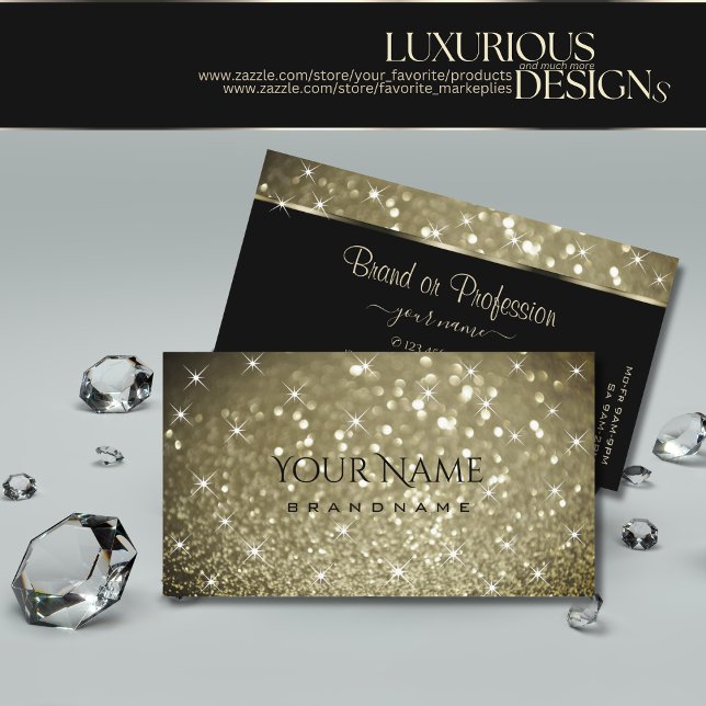 Tarjeta De Visita Lujoso Purpurina platino Luminoso Estrellas Elegan (Subido por el creador)