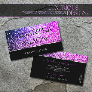 Tarjeta De Visita Lujoso Purpurina rosa morado de esparkle Stars Bla