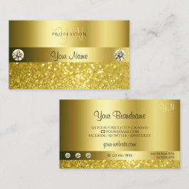 Tarjeta De Visita Lujoso Purpurina Shimmery Monograma Luminoso Oro