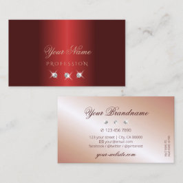Tarjeta De Visita Lujoso Red Rose Gold Sparkle Diamonds Luxe Glam
