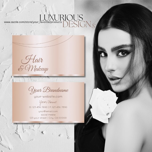Tarjeta De Visita Lujoso Rosa Gold Glamorous Profesional Simple (Subido por el creador)