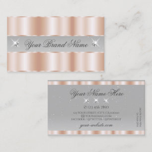 Tarjeta De Visita Lujoso Rosa Gold Light Gray Sparkle Jewels Lujoso