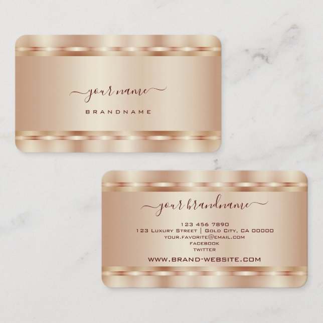 Tarjeta De Visita Lujoso Rosa Gold Shimmer Efecto Profesional (Anverso / Reverso)