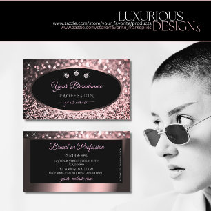 Tarjeta De Visita Lujoso Rosa negro oro espumoso Purpurina diamantes