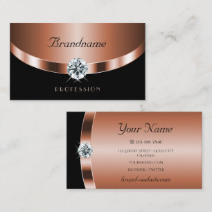 Tarjeta De Visita Lujoso Rosa Oro Negro Joyas Shimmery Diamantes