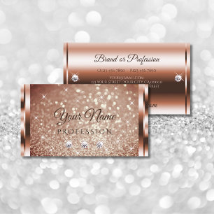 Tarjeta De Visita Lujoso Rosa Purpurina de oro Sparkle Stars Diamond