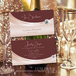 Tarjeta De Visita Lujoso Rosegold Wine Red con Diamante espumoso