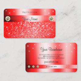 Tarjeta De Visita Lujoso rubí rojo Purpurina esparkle Stars Diamonds