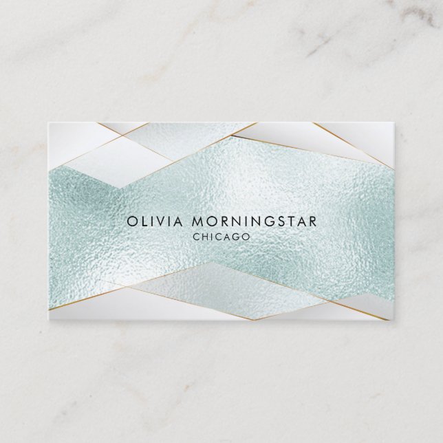 Tarjeta De Visita Lujoso y elegante Ocean Aqua Blue Gold Facetas bla (Anverso)