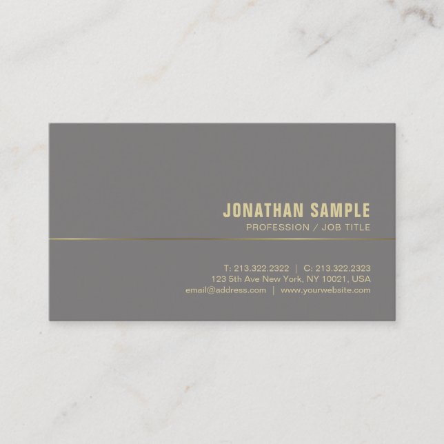 Tarjeta De Visita Lujoso y moderno patrón elegante de oro simple (Anverso)
