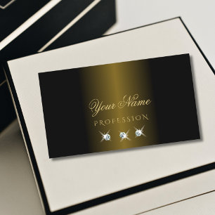 Tarjeta De Visita Lujosos Diamantes Brillantes Dorados Negros Elegan