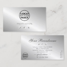 Tarjeta De Visita Lujosos diamantes de espuma plateado añaden un log