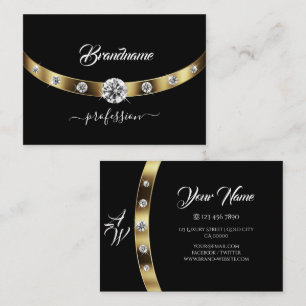 Tarjeta De Visita Lujosos Diamantes de imitación de Faux Monograma N