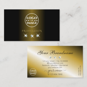 Tarjeta De Visita Lujosos diamantes espumosos de oro negro con logot