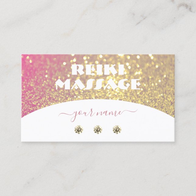 Tarjeta De Visita Lujosos diamantes Purpurinas de espuma de oro rosa (Anverso)