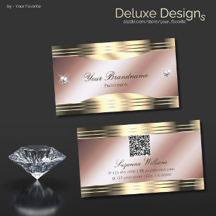 Tarjeta De Visita Lujosos diamantes Rosa dorados brillantes con códi