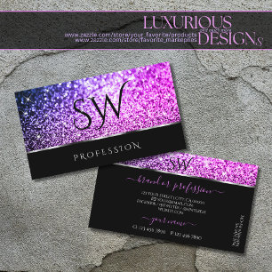 Tarjeta De Visita Lujosos Purpurinas rosados morados estrenan inicia