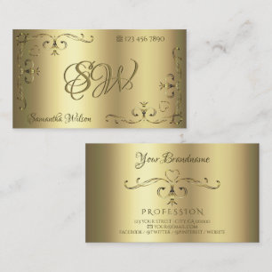 Tarjeta De Visita Lujosos rincones del Ornate de Oro con Iniciales D