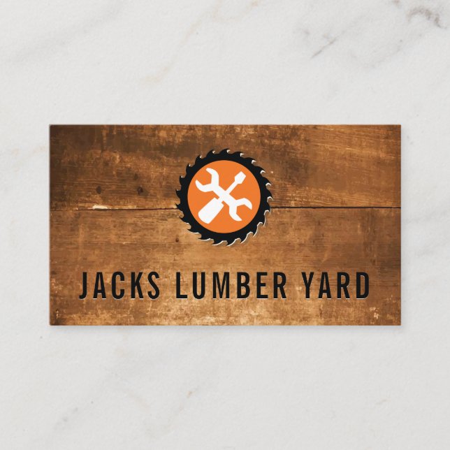 Tarjeta De Visita Lumber Saw | Panel de madera | Herramientas de har (Anverso)