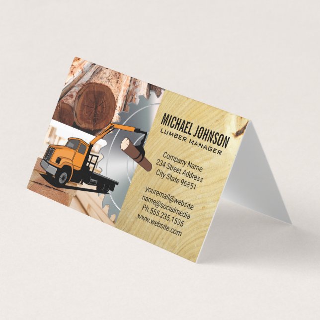 Tarjeta De Visita Lumber Yard | Madera | Saw Circular (Anverso)