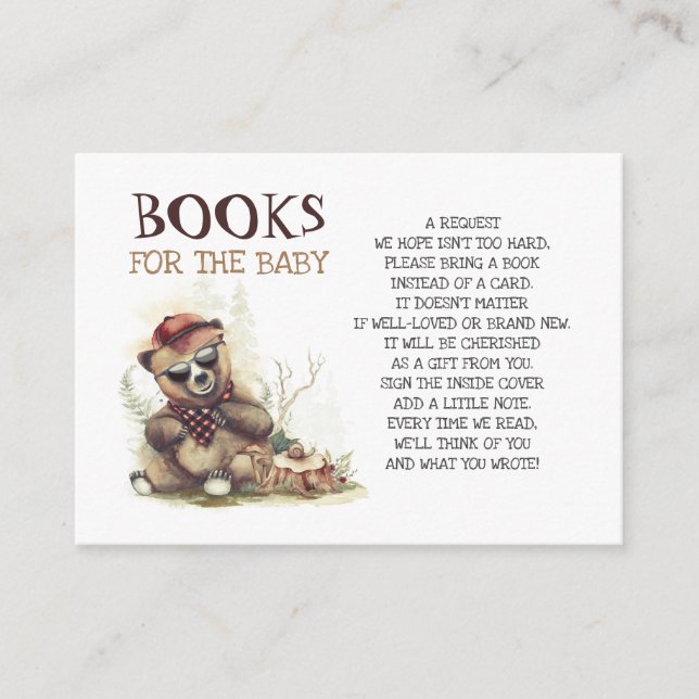 Tarjeta De Visita Lumberjack Baby Shower Cute Bear Boys Para Bebé (Anverso)