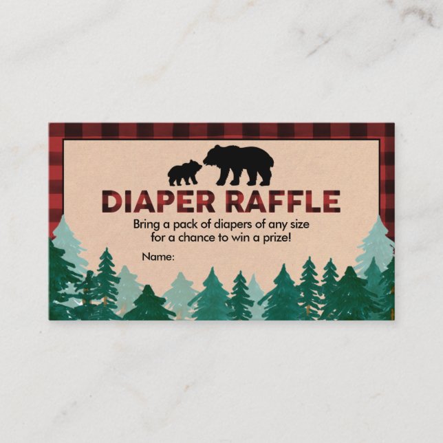Tarjeta De Visita Lumberjack Baby Shower Diaper Raffle (Anverso)