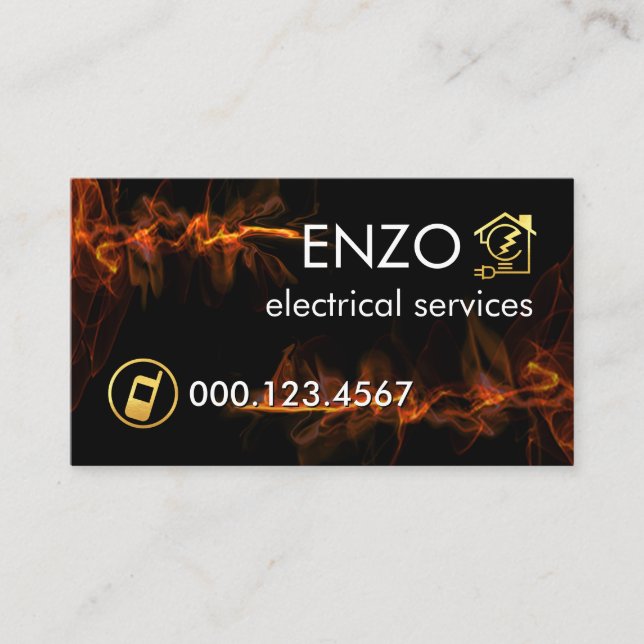 Tarjeta De Visita Luminescent Red Lightning Wave Electrician (Anverso)