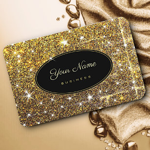 Tarjeta De Visita Luminosas estrellas del Purpurina dorado Glam Star