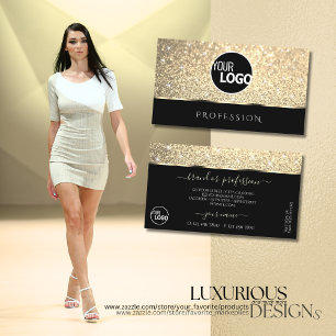 Tarjeta De Visita Luminosas estrellas y logotipo de Purpurina de oro