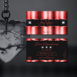 Tarjeta De Visita Luminosas Joyas de Esparkle Rojas Iniciales Elegan