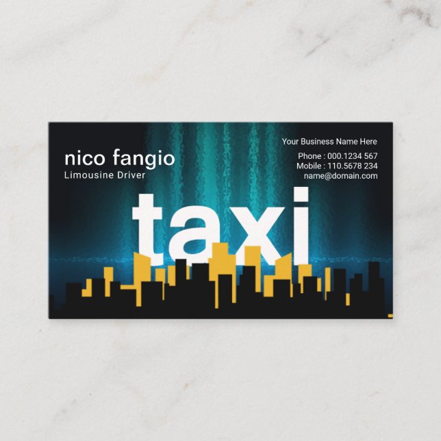 Tarjeta De Visita Luminoso conductor flotante de taxi aéreo TAXI Sky (Anverso)