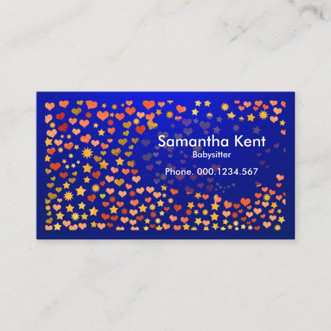 Tarjeta De Visita Luminoso corazón azul flotante estrena bebés (Anverso)